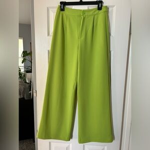 Sincerly Jules Lime Green Wide-Leg Trousers